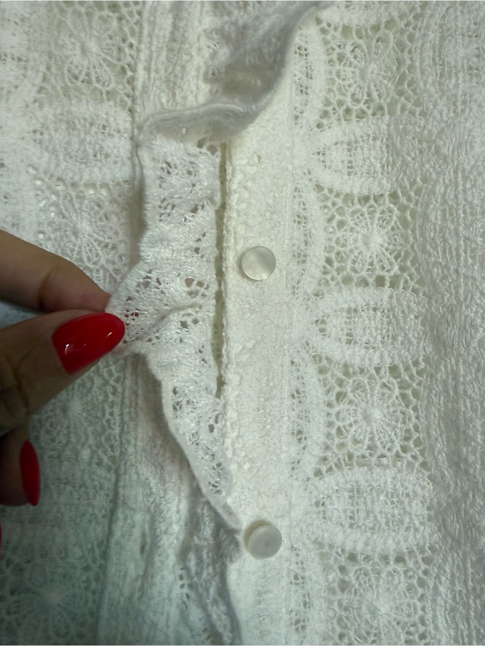 Sezane Shirt White Eyelet Ruffle Blouse - Picture 7 of 8